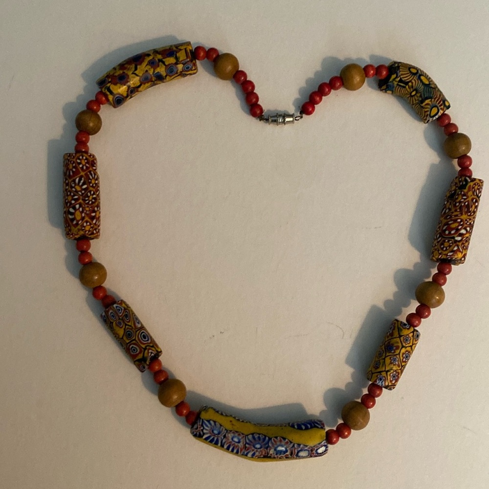 Vintage Millefiori African Trading Bead Necklace 21 inches